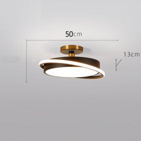 Bedroom Light Nordic Simple Modern Light Luxury Creative Round Led Ceiling Light Restaurant Designer Master Bedroom Room Light (Option: Tricolor Light-50cm Black Gold)