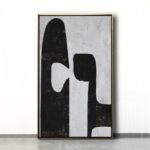 Handmade Top Selling Abstract Oil Painting  Wall Art Modern Minimalist Black and White Picture Canvas Home Decor For Living Room No Frame