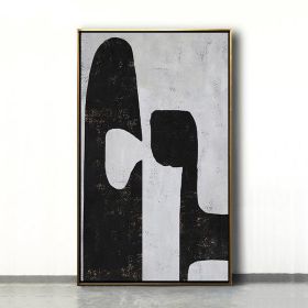 Handmade Top Selling Abstract Oil Painting  Wall Art Modern Minimalist Black and White Picture Canvas Home Decor For Living Room No Frame (size: 150X220cm)