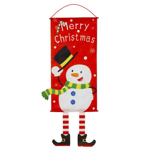 Christmas Flag Elf Snowman Cloth Hanging Cartoon Canvas Window Wall Decoration Supplies Scroll Flag