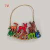 1PCs Creative Christmas Pendant Wooden Hanging Ornaments Welcome Noel Decor New Year Xmas Tree Drop Decorations Gift Accessories