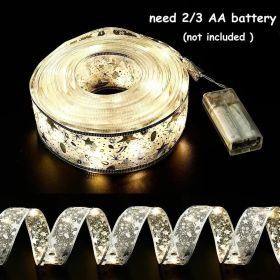Christmas LED Decoration Festive Bow Ribbon Lights (Color: gold white)